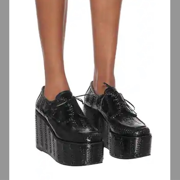 Prada 95 Woven Leather Brushed Platform Brogue Loafer Lace Up Creepers Chunky 41 - Picture 1 of 16